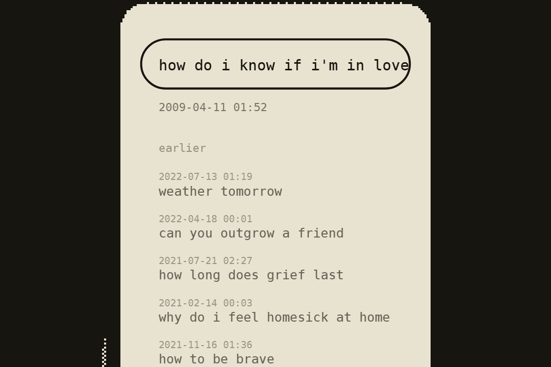 a phone screen with a search typed into it: how do i know if i'm in love